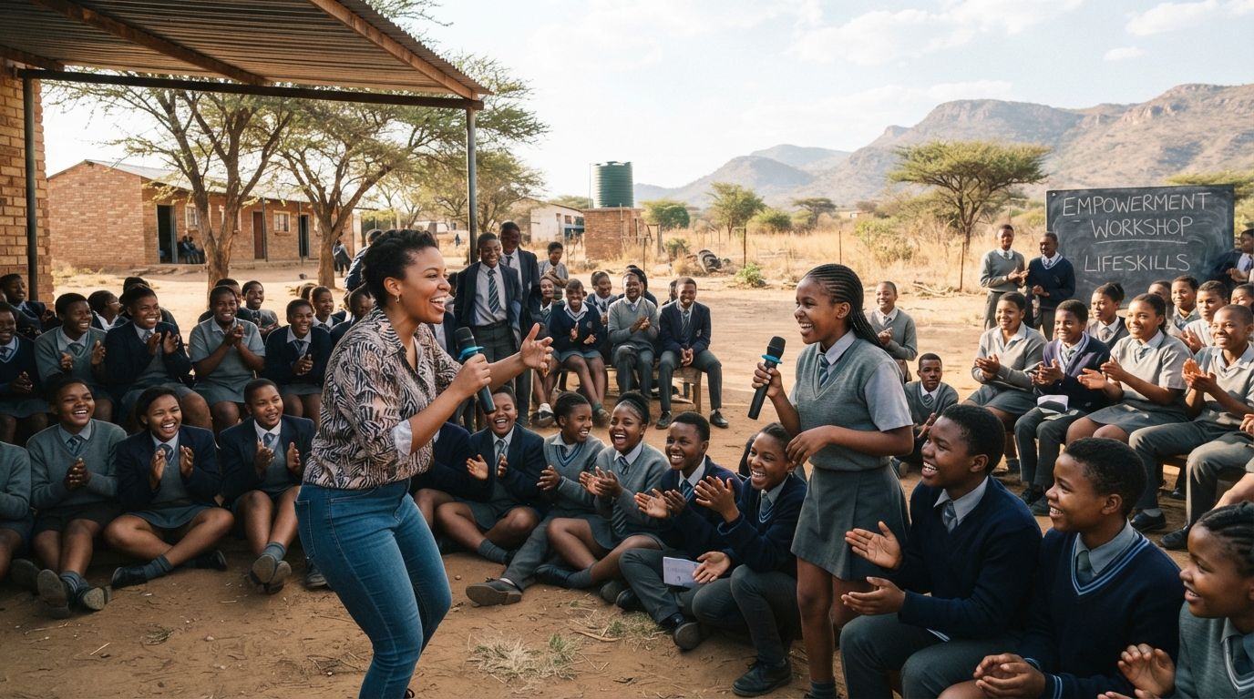Learners taking part in an outdoor empowerment and life skills workshop at a Limpopo school